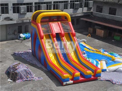 Commercial 12x6m Dua Lanes Inflatable Slide For Kids With Factory Price BY-DS-080
